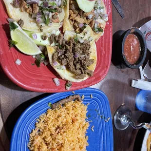 Street tacos and rice