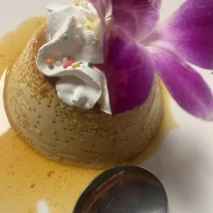 Flan - beautiful presentation.