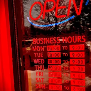 Please note open hours!