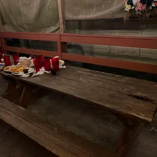Table outside that hasn&apos;t been bussed in 2 hours.