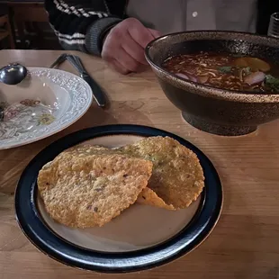 Manila clam pozole with the best tostadas I&apos;ve ever had.