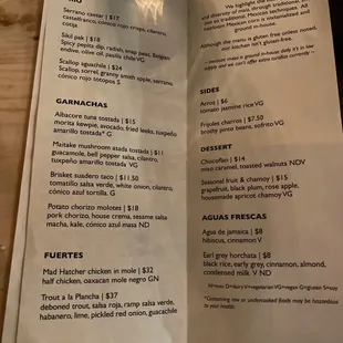 Food menu