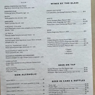 Drink menu - 9/10/2023