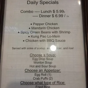 Daily specials