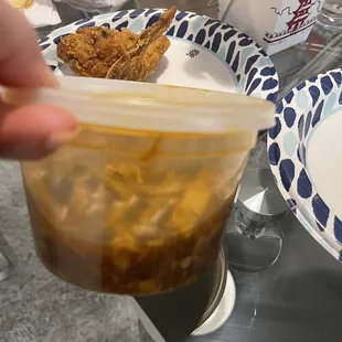 Hot and sour soup with plastic in it.