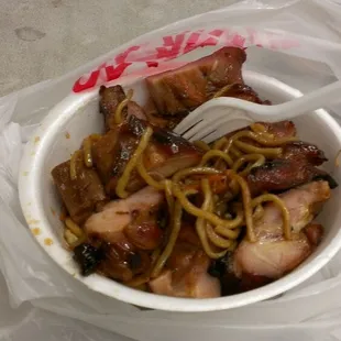 Bowl special- BBQ chicken with chow mein.. delicious...