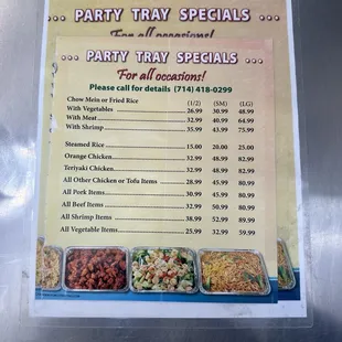 Party trays as of April 2024