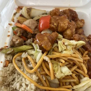 a close up of a takeout meal