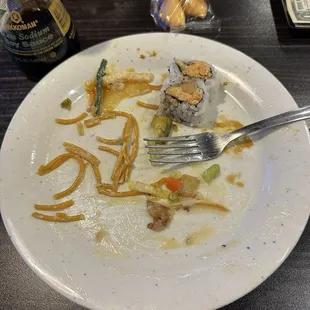 Lo Mein, Coconut Shrimp, Sushi.