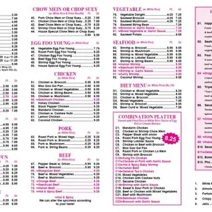 sushi and sashimi, menu