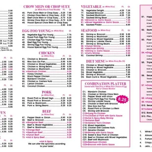 sushi and sashimi, menu