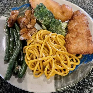 a plate of chinese food