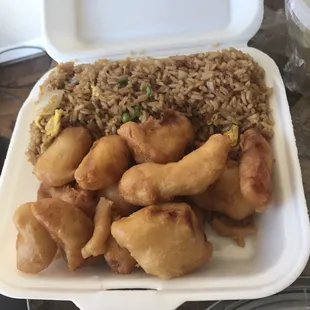 Sweet and Sour Chicken with fried rice
