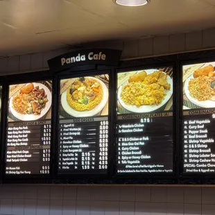 menus and prices on the wall