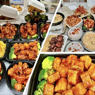 a variety of food items on display