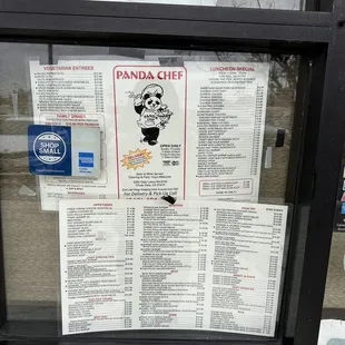 outdoor menu on their window