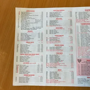 New menu for 2021