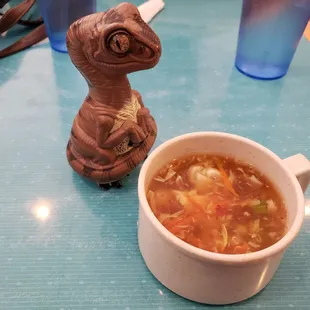 Bob the Raptor says "Hot AND Sour soup!"
