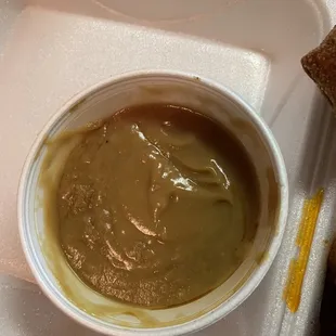 Brown gravy for the almond chicken... I prefer the vegetable sauce at most other Chinese places