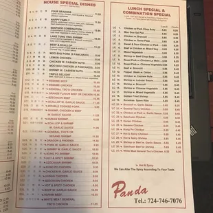 menu