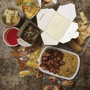 a variety of food items