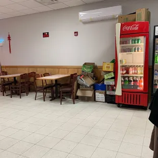 a table and chairs in a restaurant