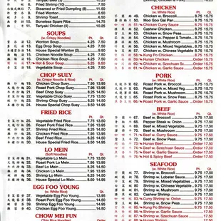 Menu as of October 2023.