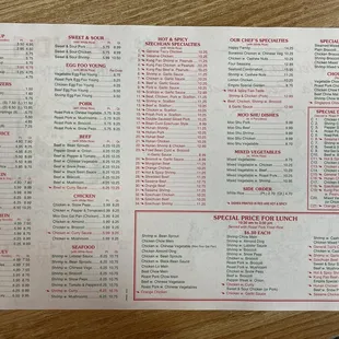 Inside of menu.