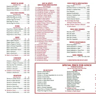 Menu as of Sept 15, 2016
