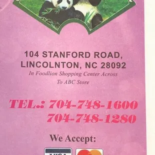 the menu for the restaurant