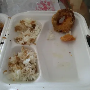 Also they put food in so hot it melted the Styrofoam and just severed eat HORRIBLE STAY AWAY. So called sweet sour shrimp
