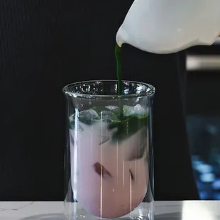 Try our customer and house favorite, Strawberry Matcha. Made with our house made strawberry puree.