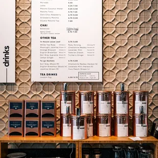 In house loose leaf and to-go sachets always ready for service.