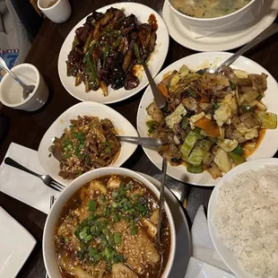 a table full of asian food