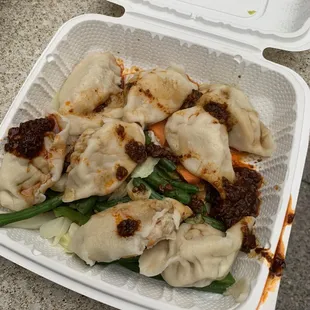 Steamed chicken dumplings, the spicy option