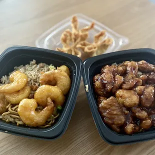 Walnut Shrimp &amp; Orange Chicken Bowls.