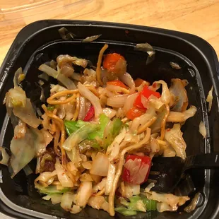 Asked for chow mein and they serve a ridiculous amount of veggies. Never had I ever had chowmein w no noodles. wack ass workers.