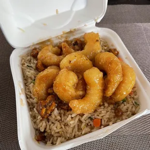 Fried Rice with Honey Walnut Shrimp
