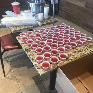 1 hr here &amp; flies landing on various cups of sauce. When reported to the employees, the response was, "it's summer, there's flies"