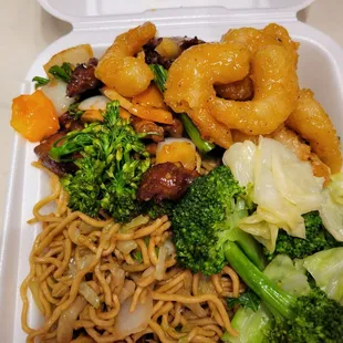 Walnut shrimp (regular item), and filet of beef, a limited time item.