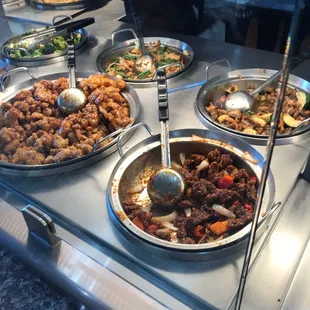 a variety of food items on display