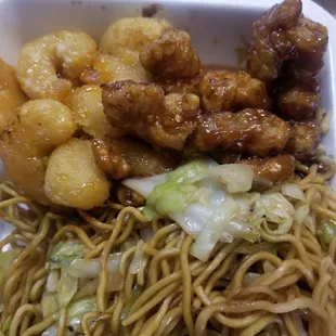 Honey walnut shrimp and orange chicken!! Yum!