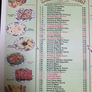 the menu for lunch special