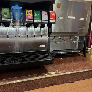 Beverage station was a disaster - completely wet with soda everywhere