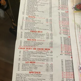 menu