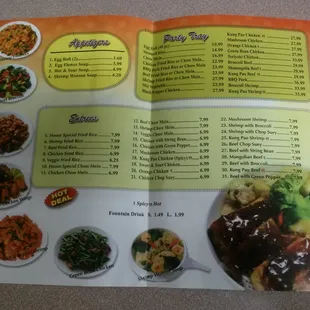 The menu.