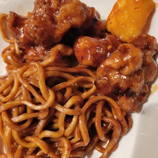 Orange chicken with noodles
