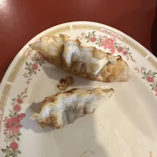 two dumplings on a plate