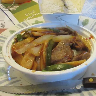 Small Szechuan Beef?and a small box of white rice