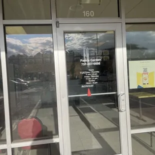 the entrance to the building